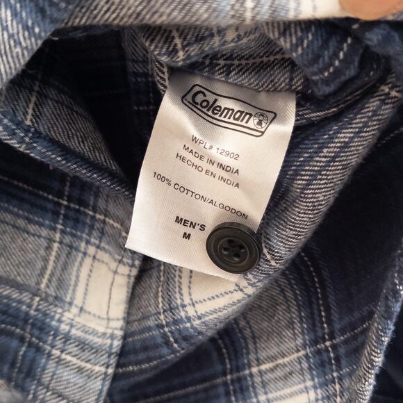 Coleman Blue Plaid Flannel Button Down Shirt Men's Medium - Picture 5 of 5